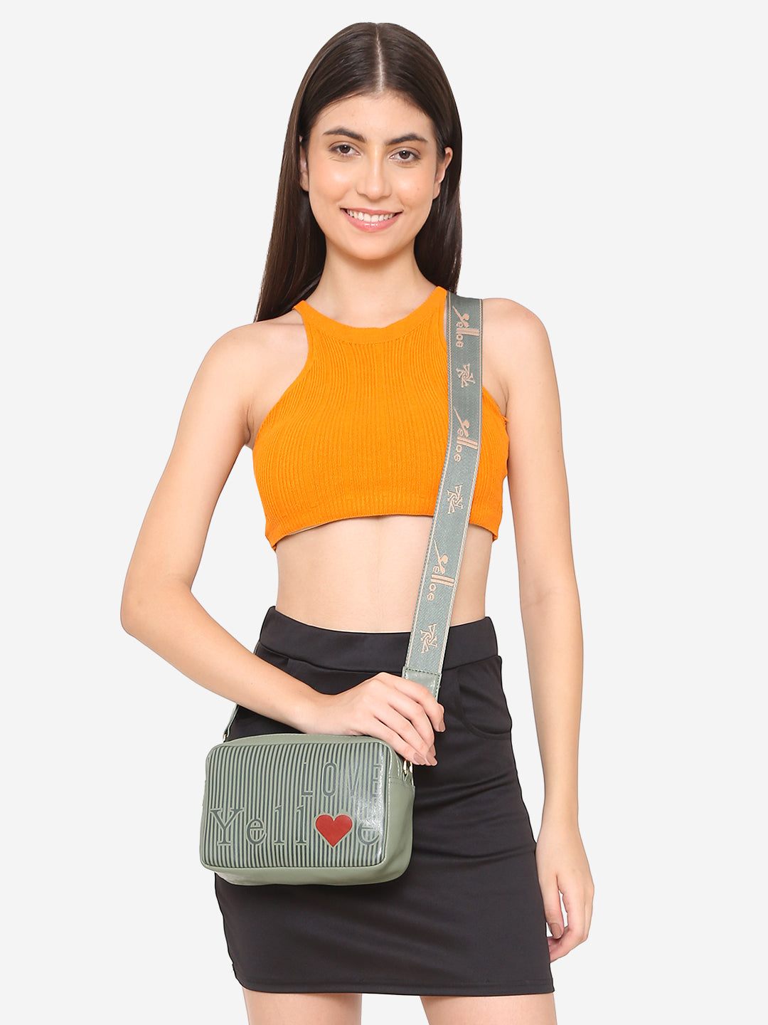 Olive Green Printed Sling Bag