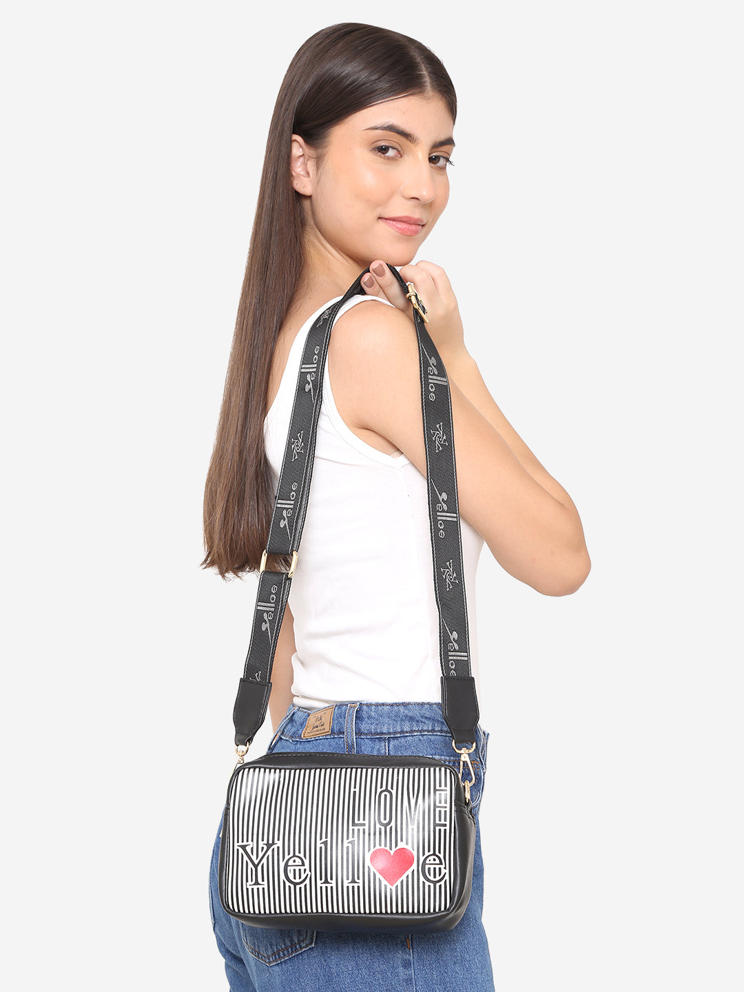 Black Printed Sling Bag