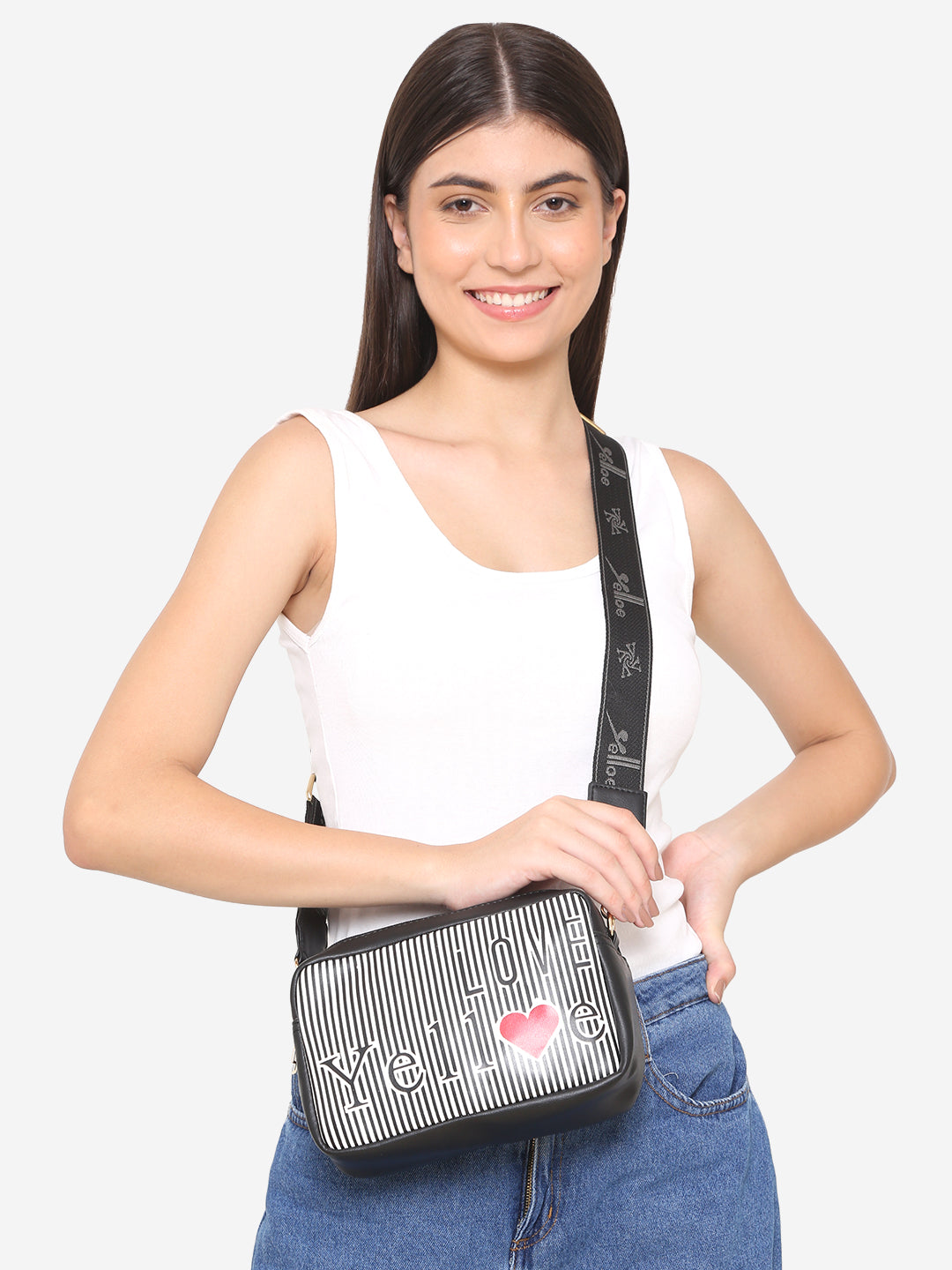 Black Printed Sling Bag