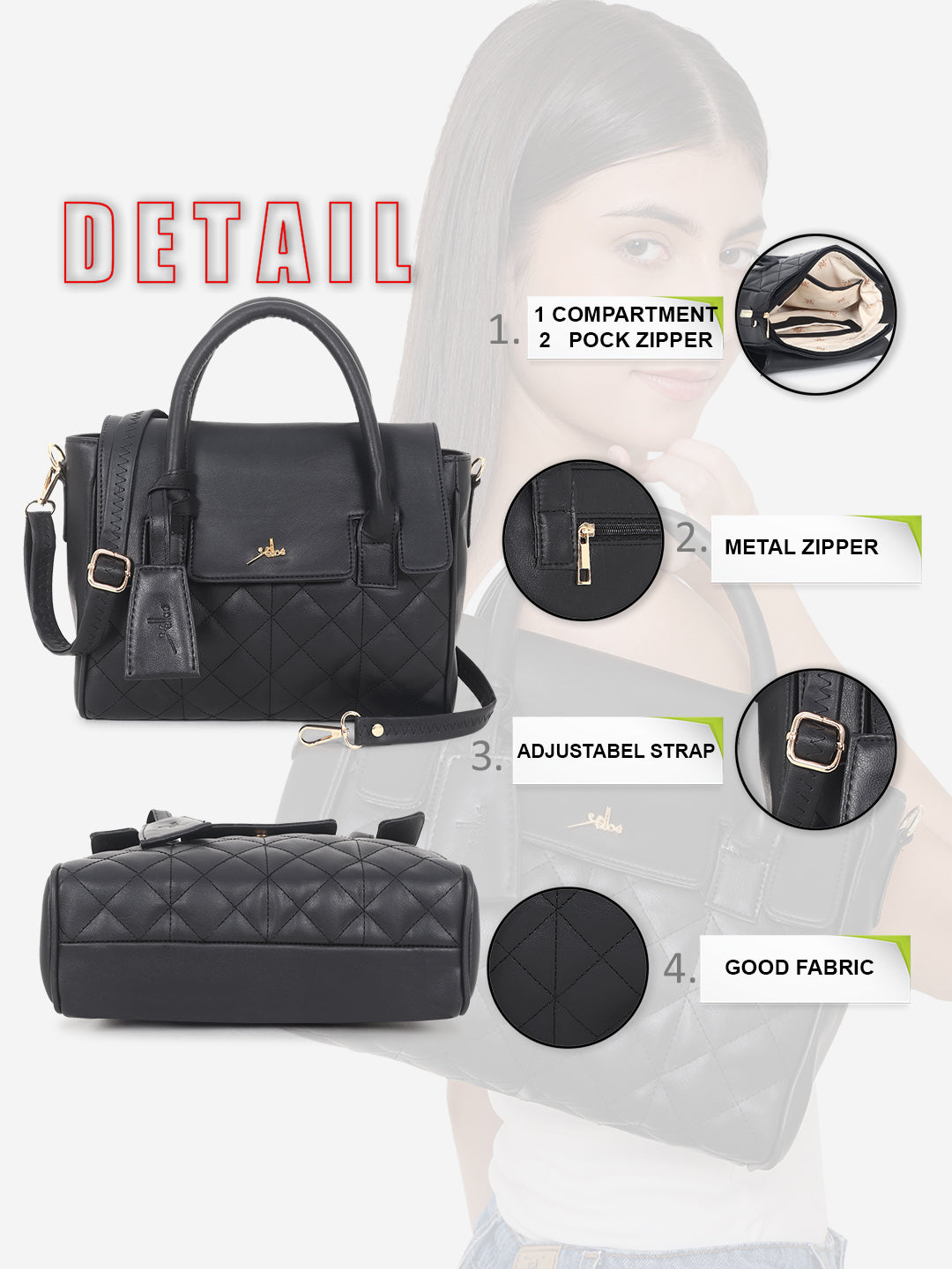 Black Satchel Handbag