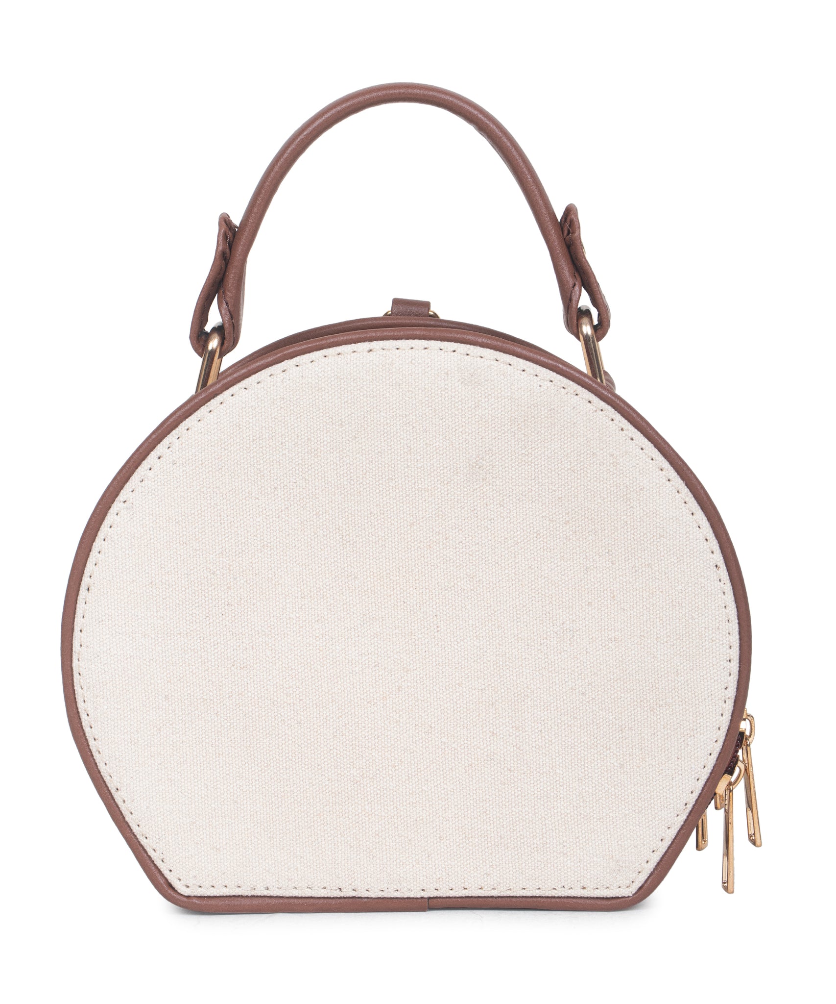 Women Off White Color Blocked Round Sling bag