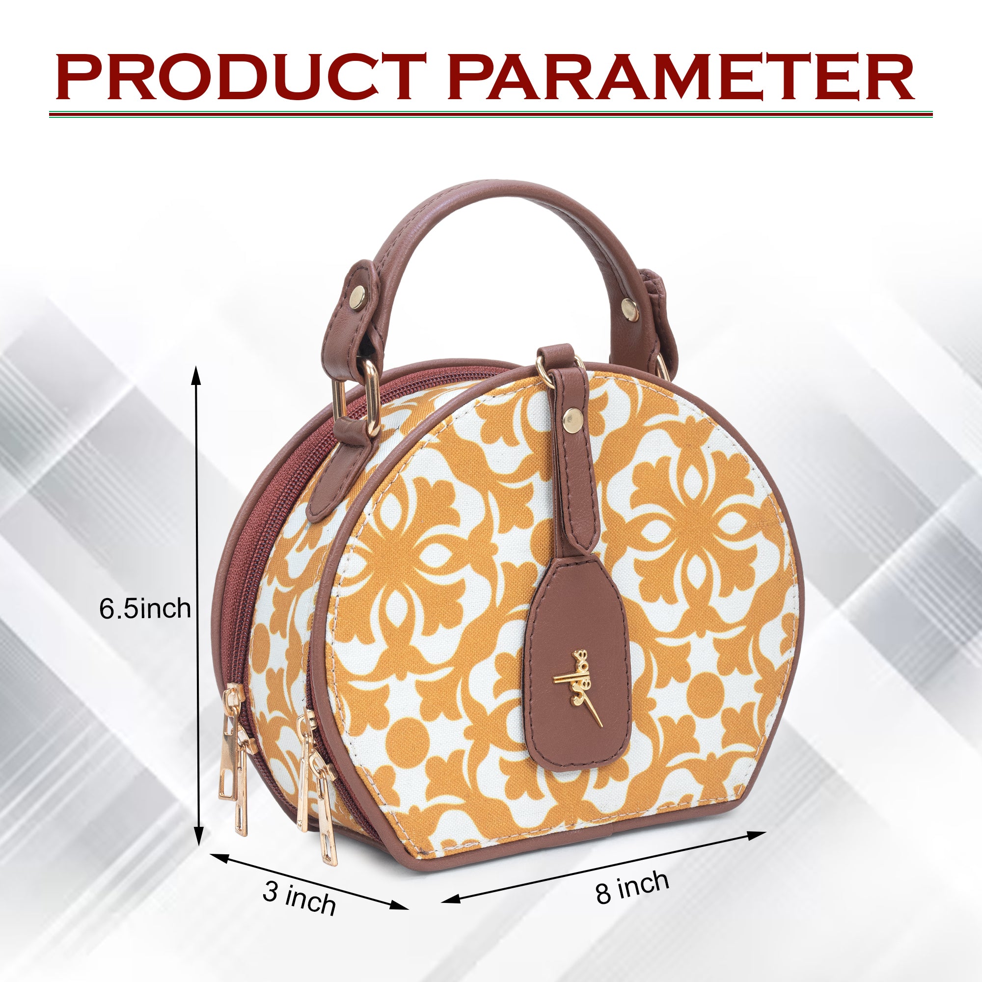 Yellow Geometric Print Round Sling Bag