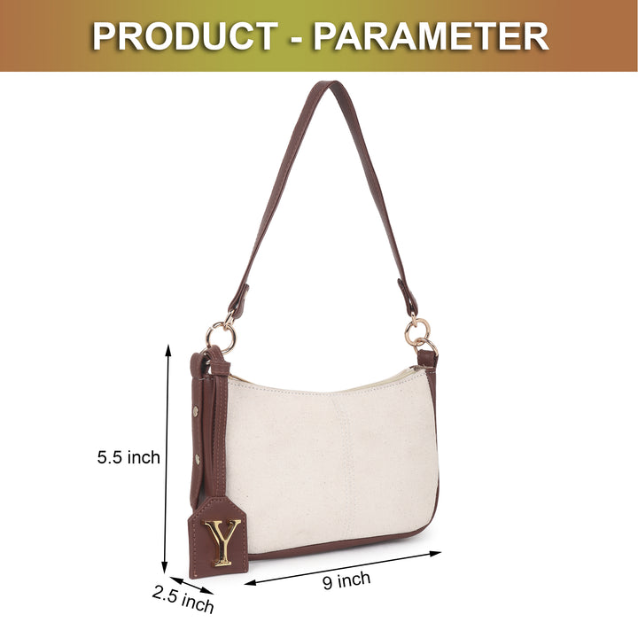 Off White Canvas Sling Bag for Women