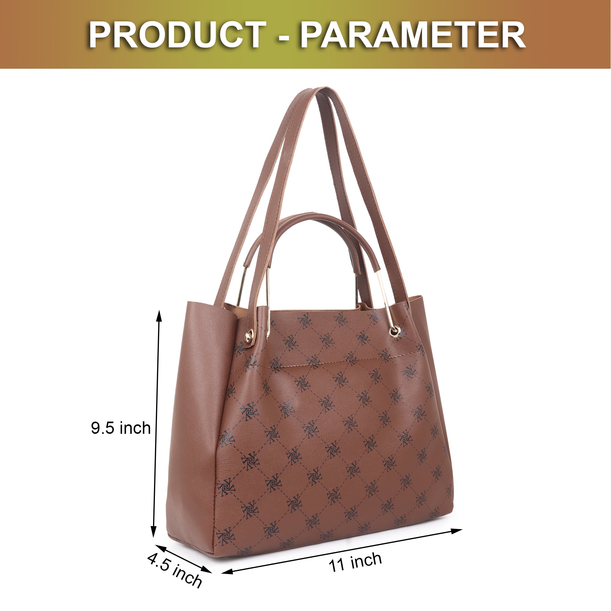 Women Tan Printed Handbag (Pack of 2)