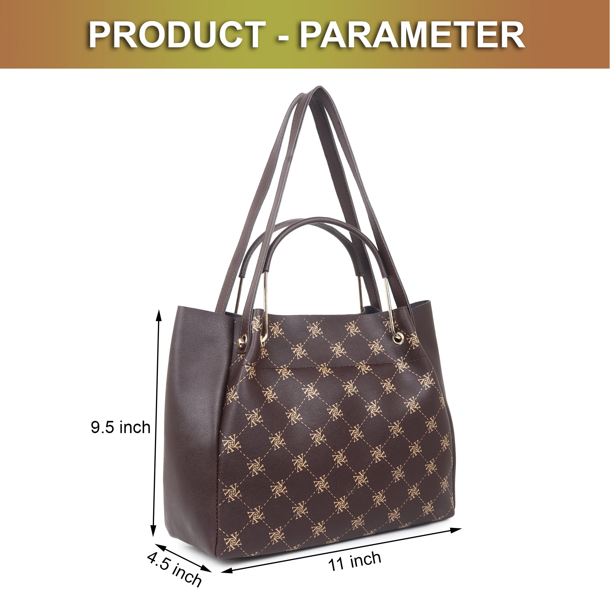 Women Brown Printed Handbag (Pack of 2)