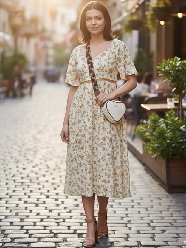 Off White Heart Shaped Small Sling Bag