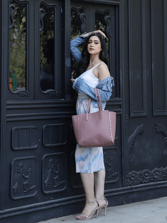 Women's Embellished Tote Bag in (Pink)