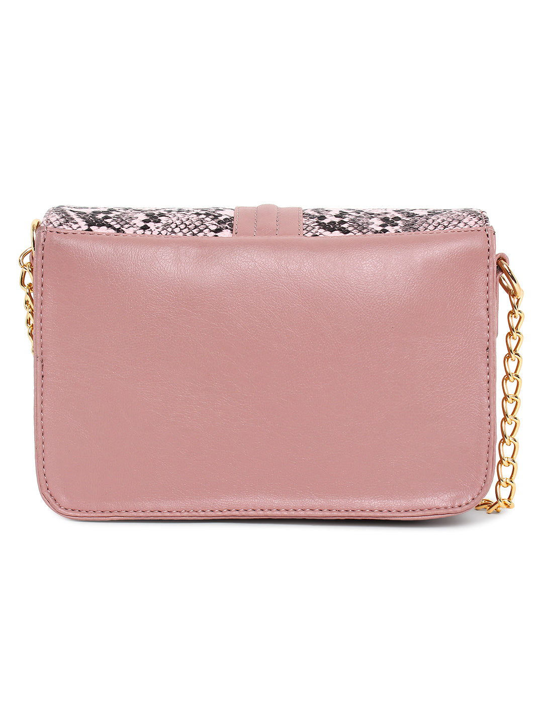 Women's Pink Sling Bag with Snake Print