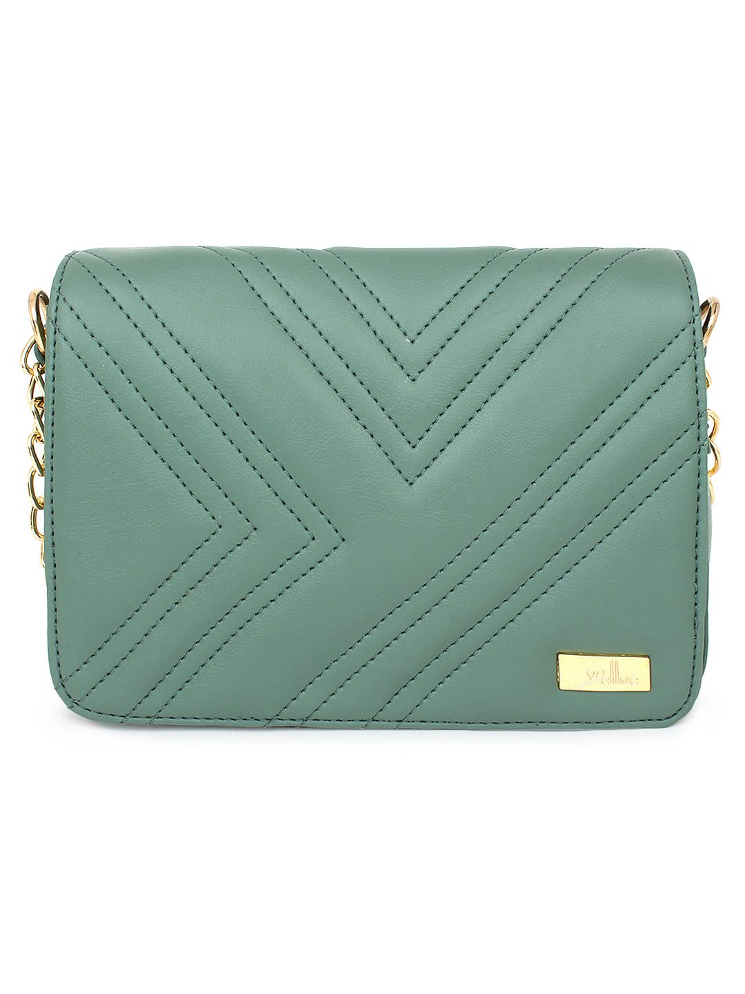 Trendy Quilted Green Sling Bag