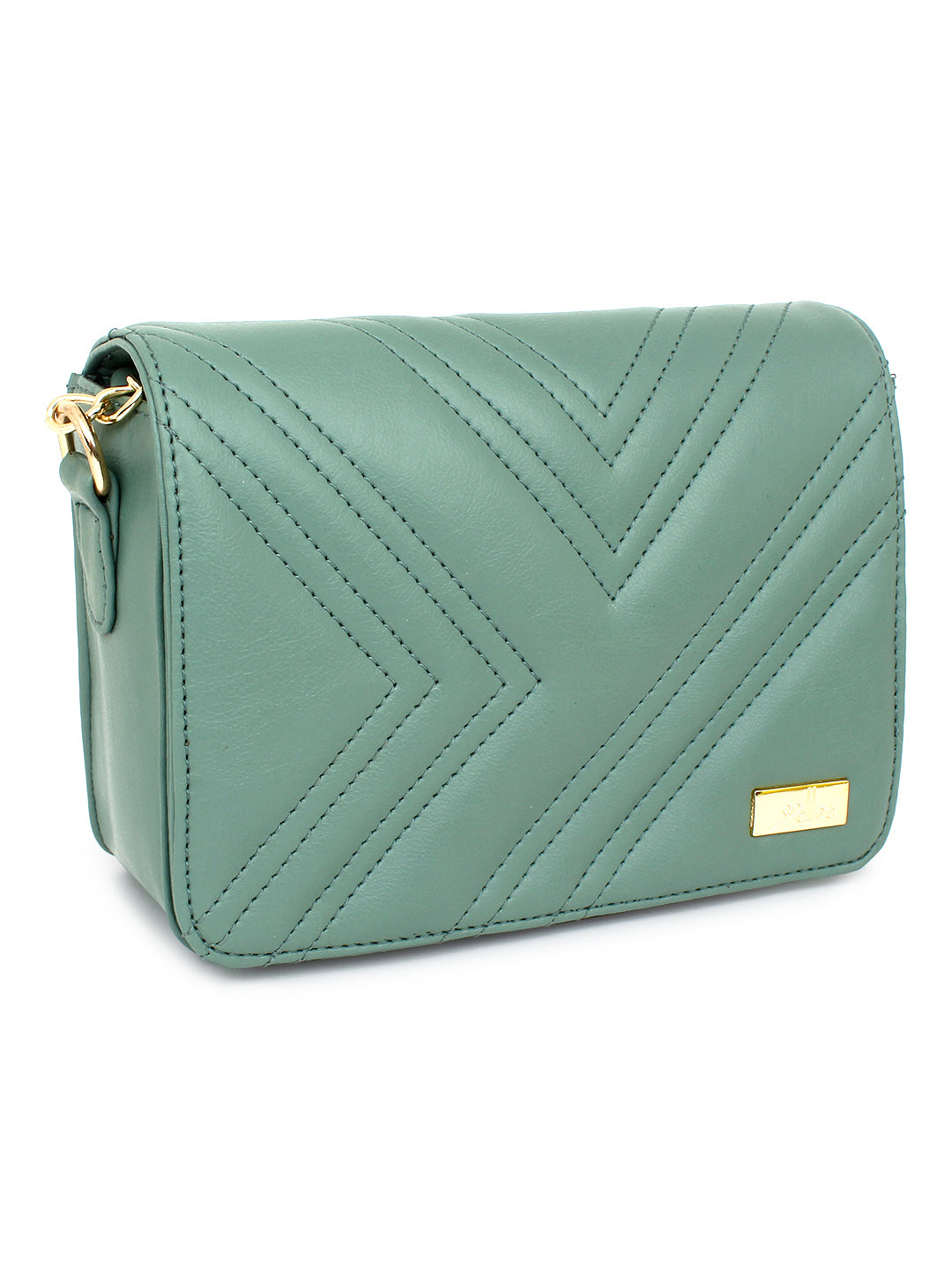 Trendy Quilted Green Sling Bag