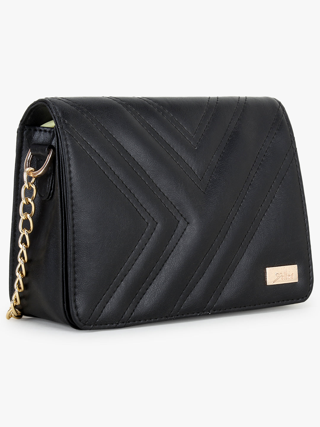 Trendy Black Quilted Sling Bag