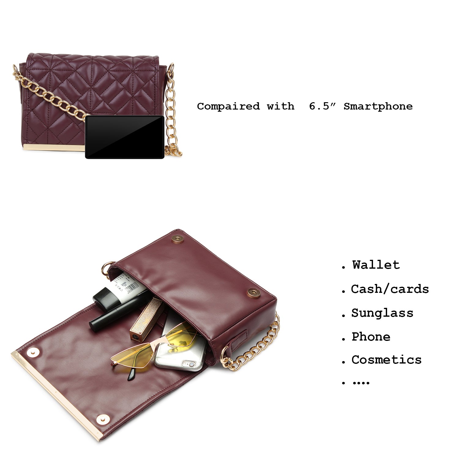 Women's Quilted Handheld Chain Bag