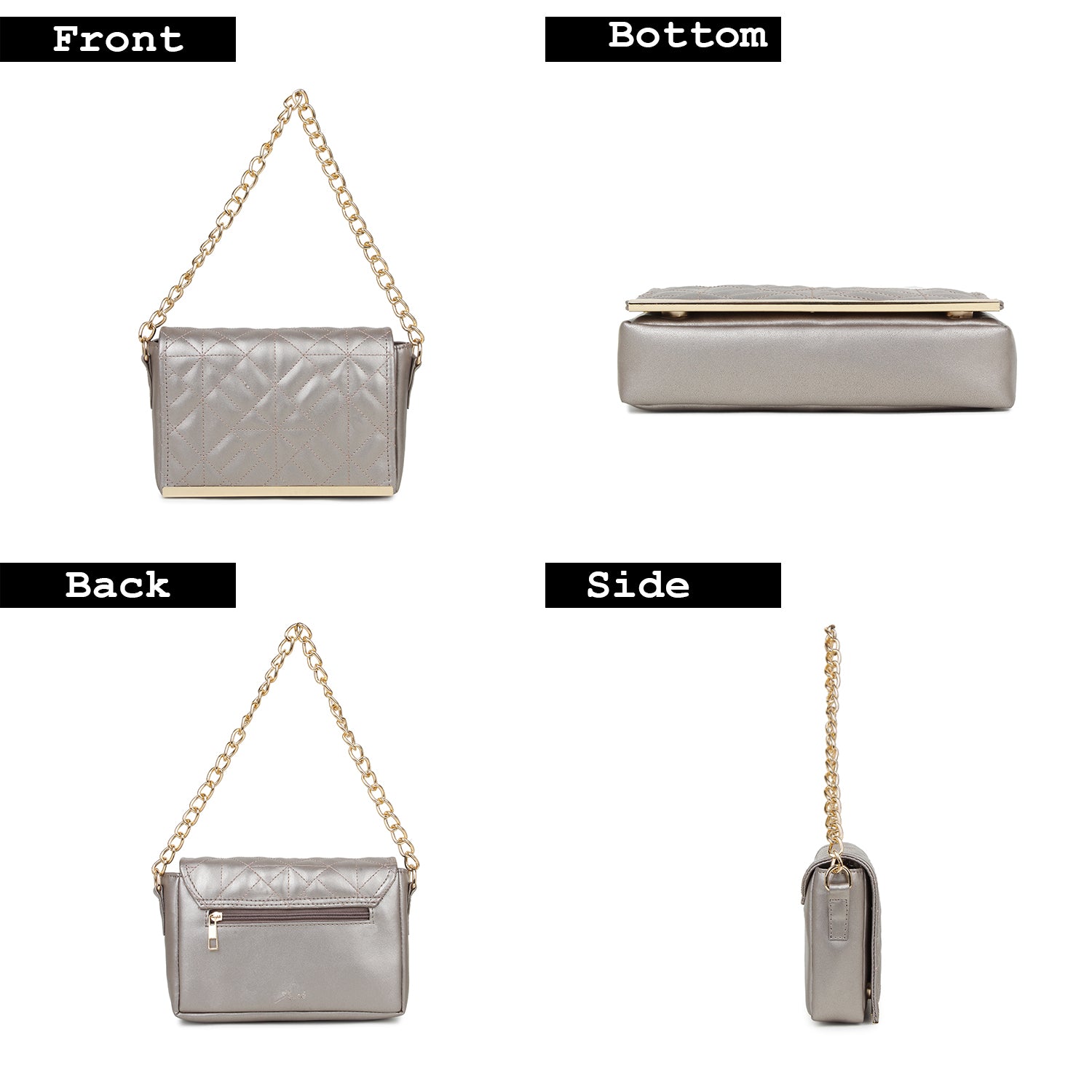 Women's Quilted Handheld Chain Bag