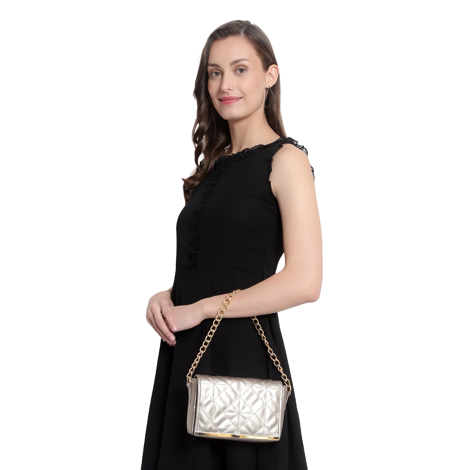 Women's Quilted Handheld Chain Bag
