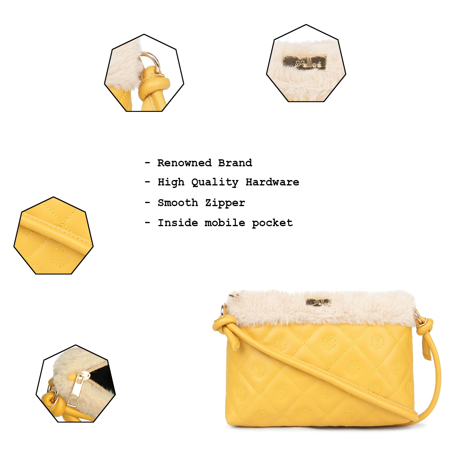 Tan Quilted Small Sling Bag