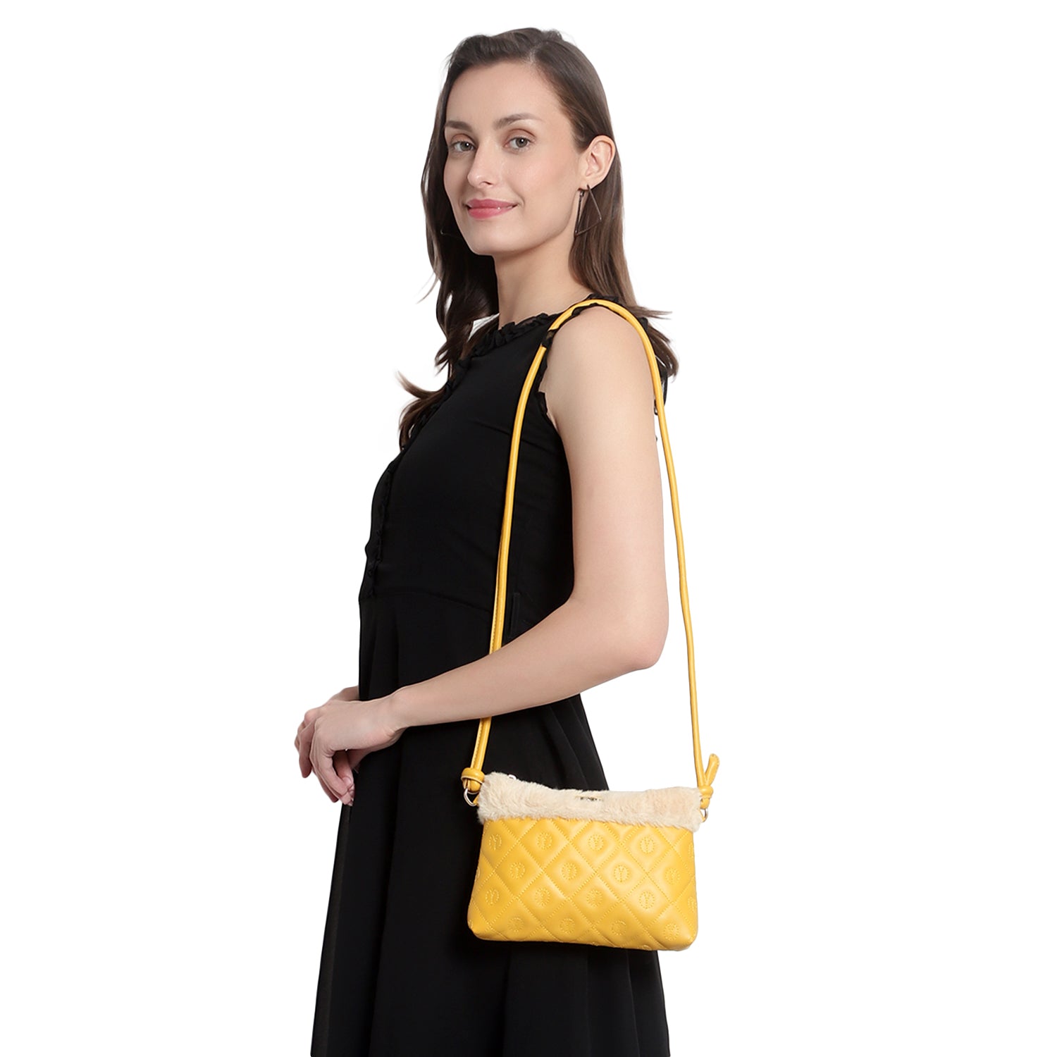 Tan Quilted Small Sling Bag