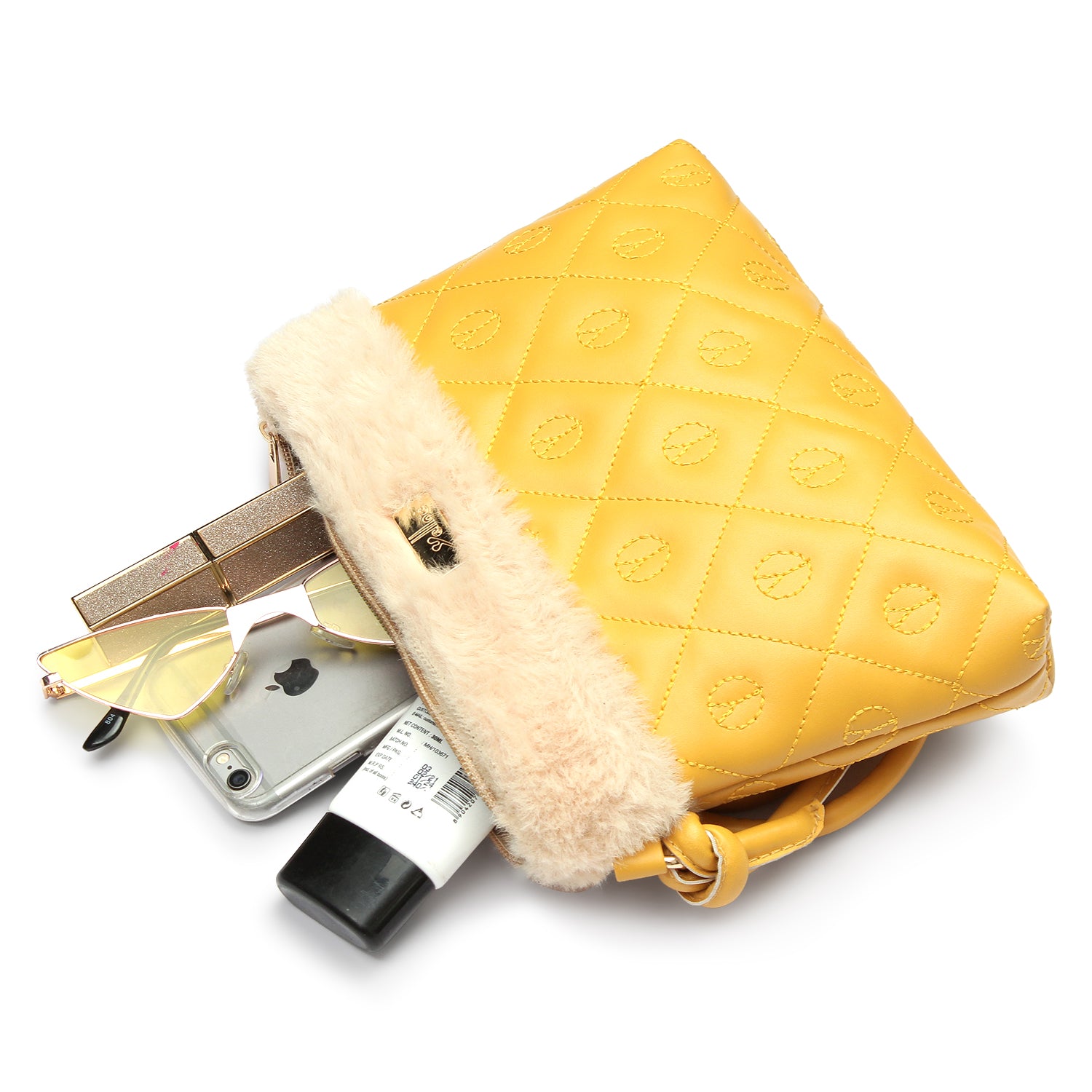Tan Quilted Small Sling Bag