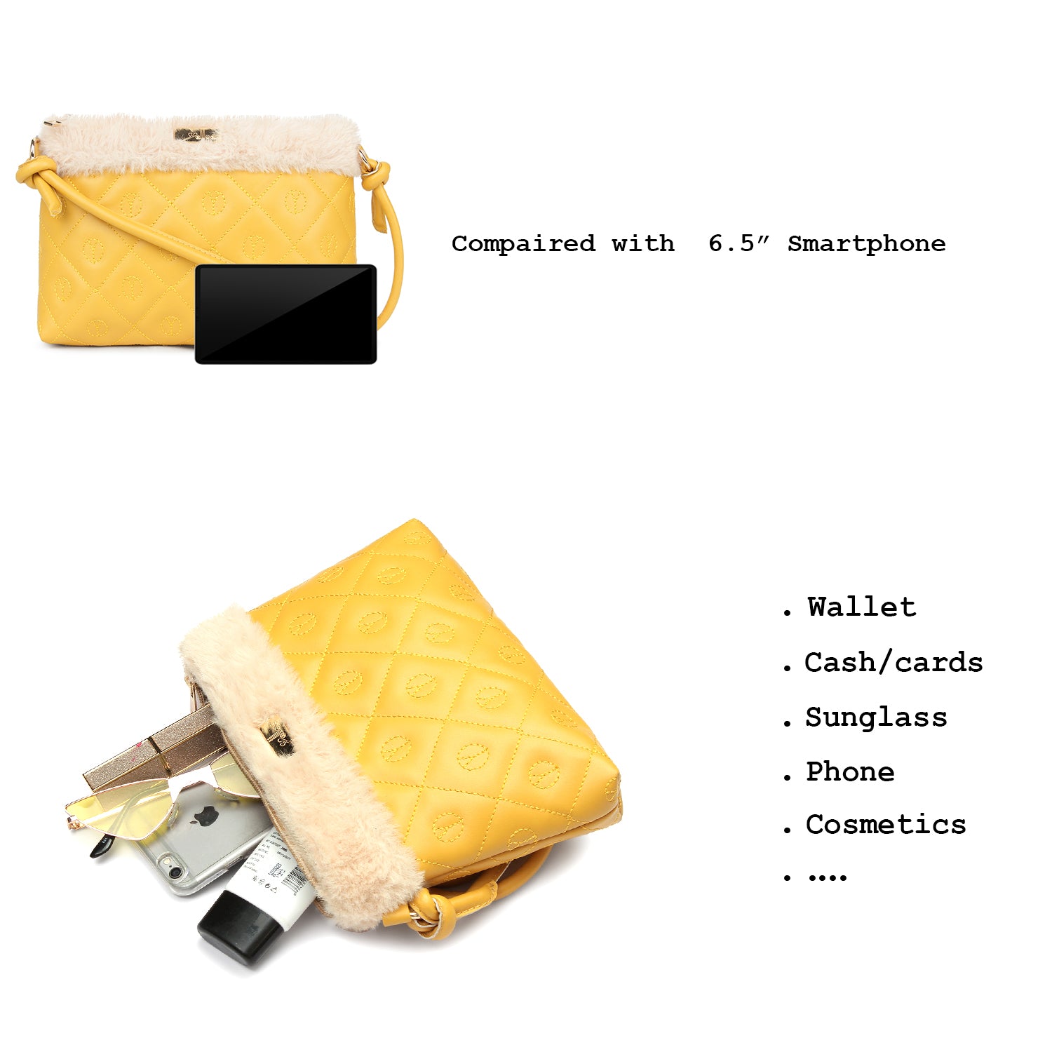 Tan Quilted Small Sling Bag