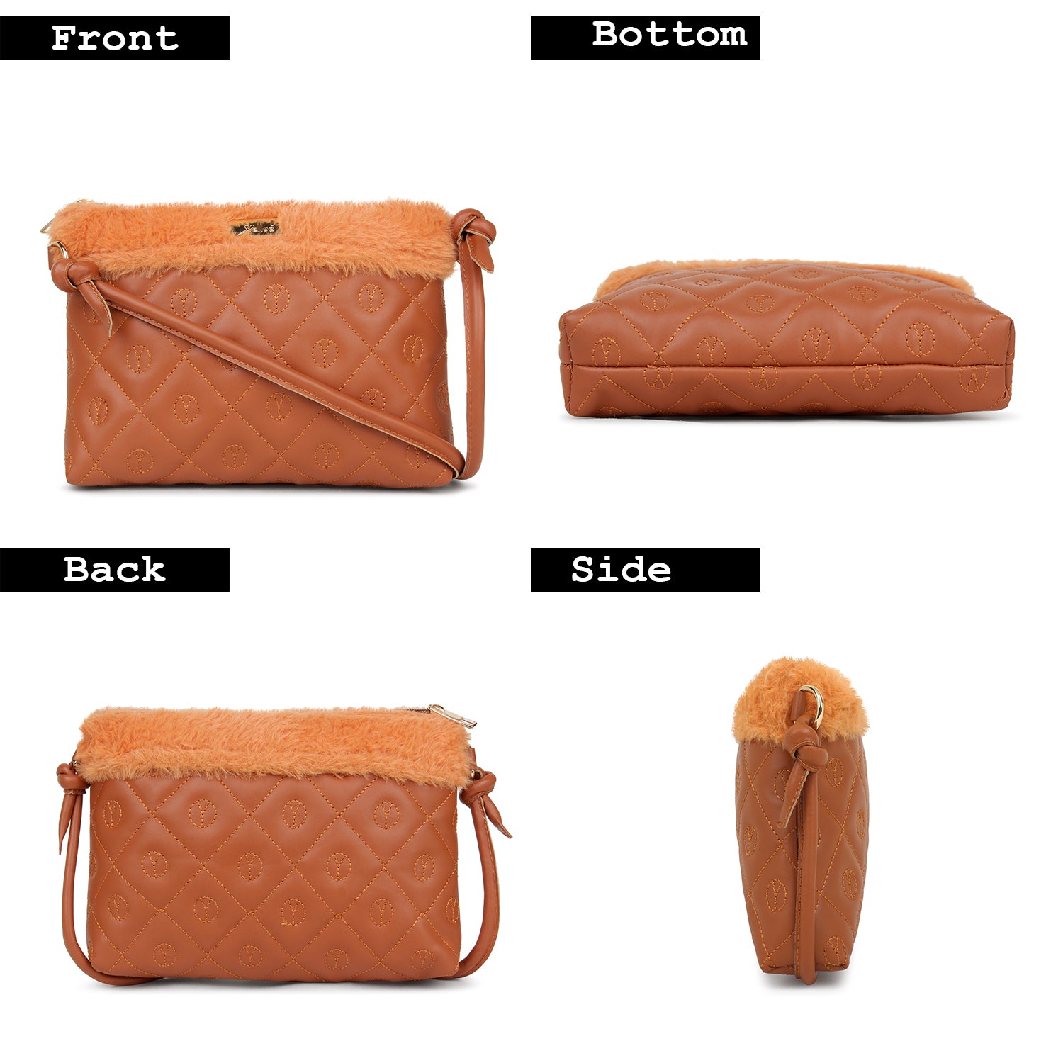 Tan Quilted Small Sling Bag