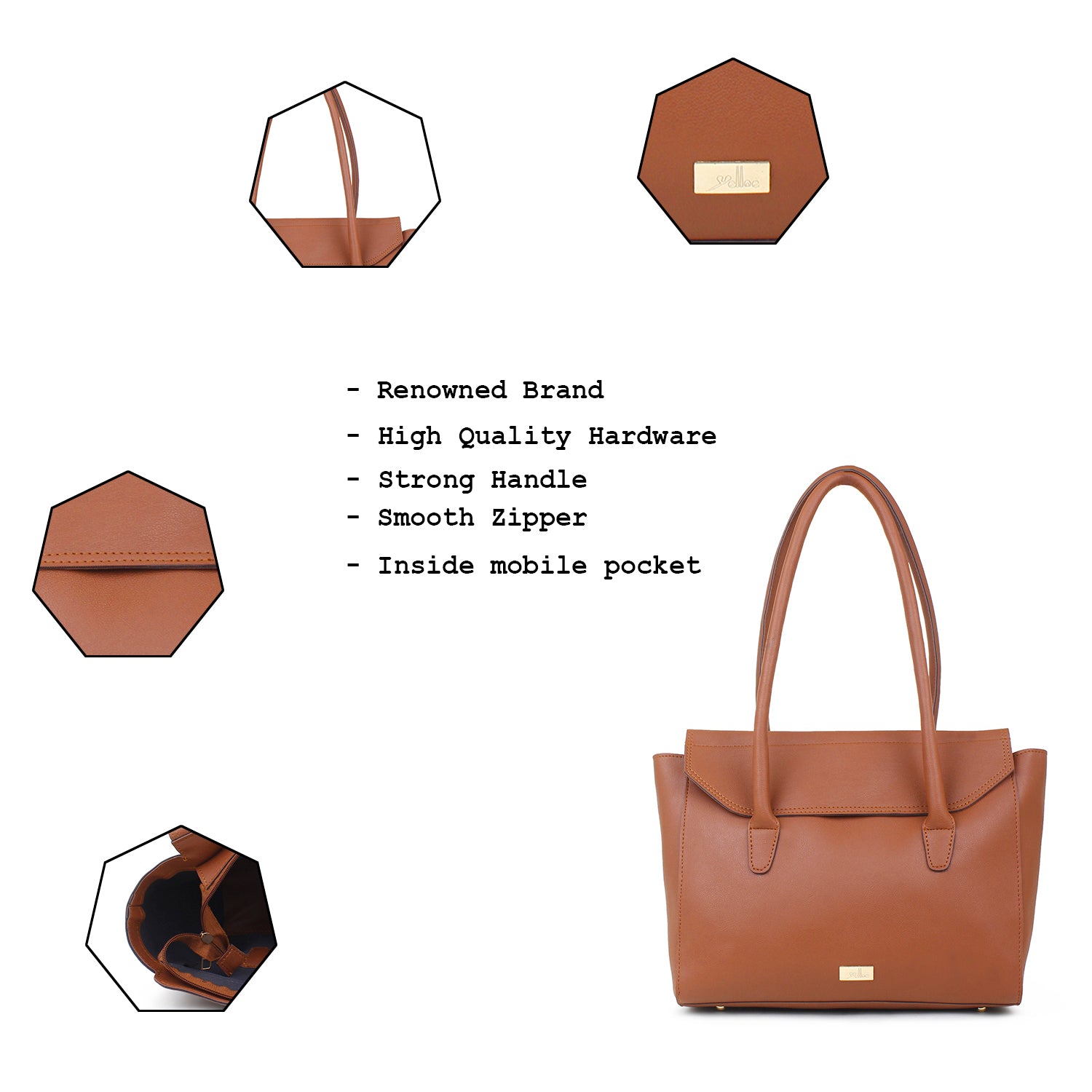 Oversized Tan multi compartment tote Bag