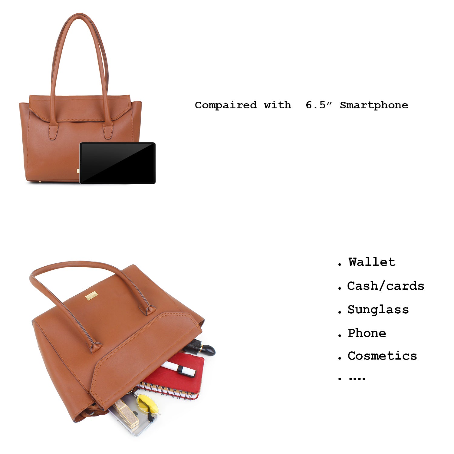 Oversized Tan multi compartment tote Bag