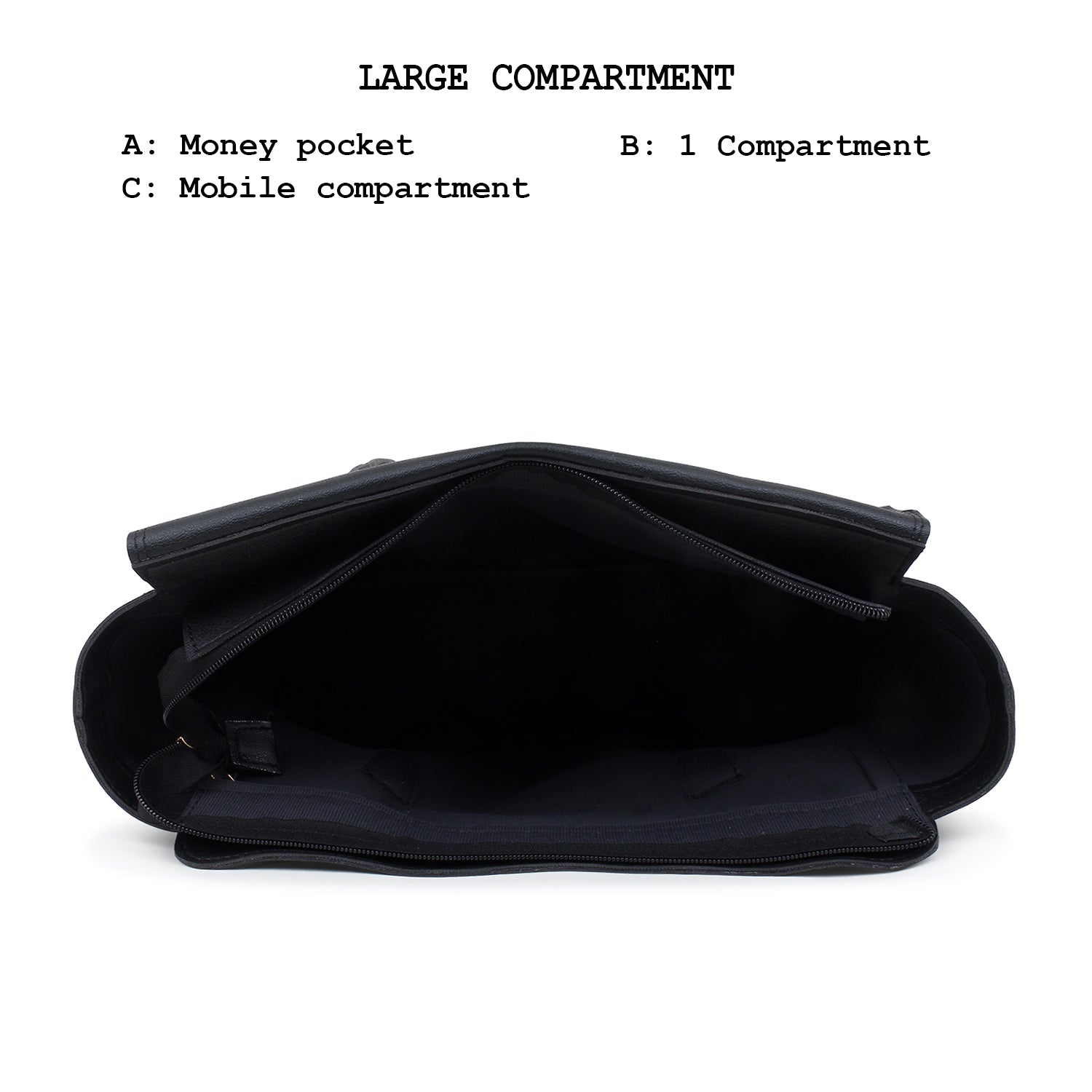 Oversized Black multi compartment tote Bag