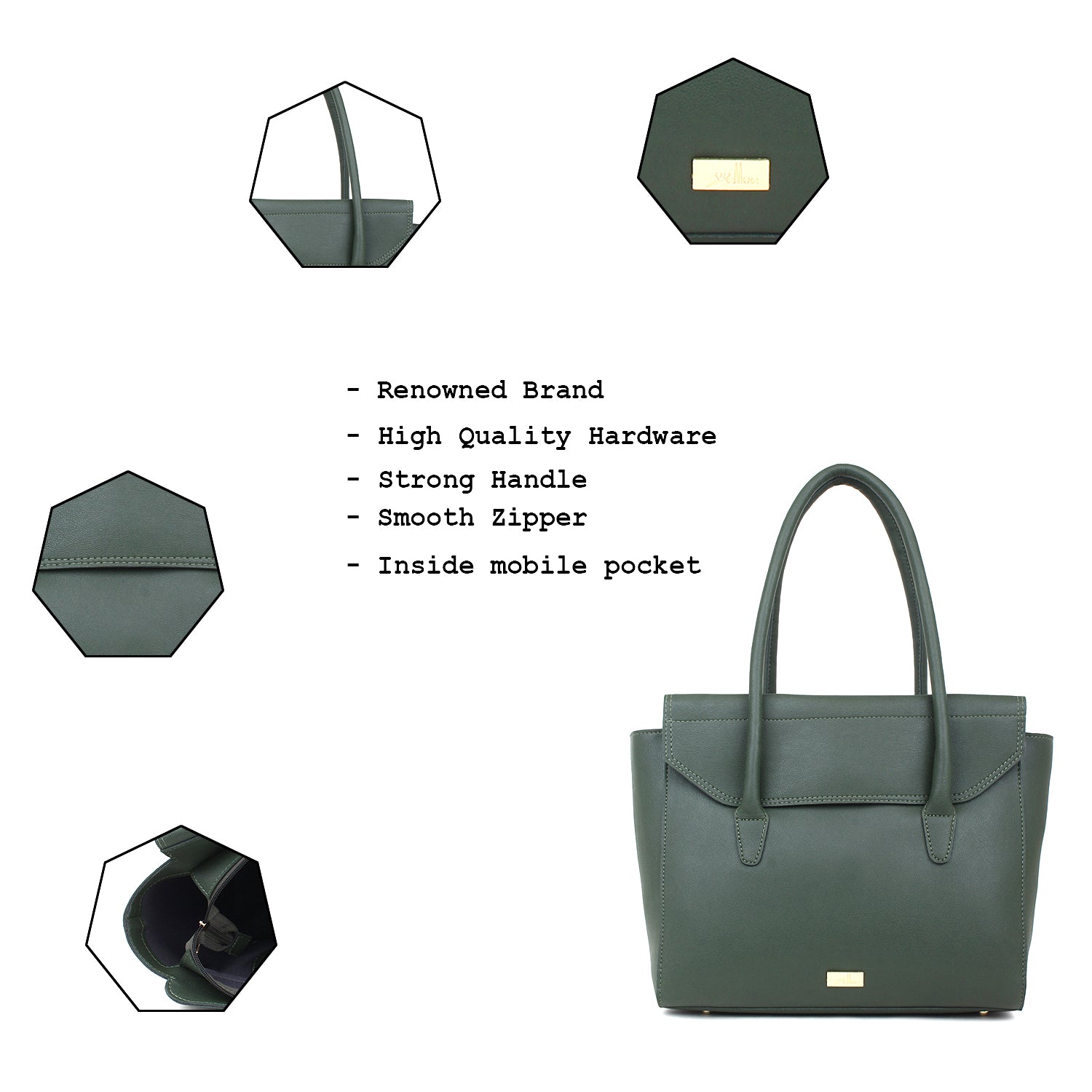 Oversized Green multi compartment tote Bag