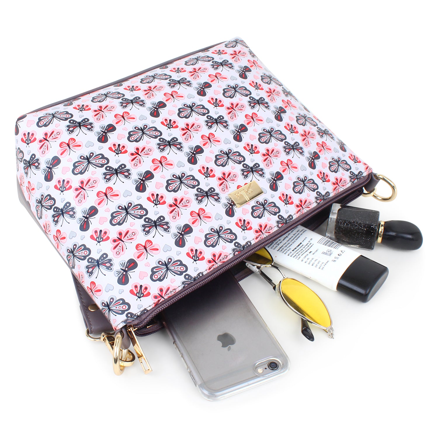 Grey butterfly Printed Structured Sling Bag