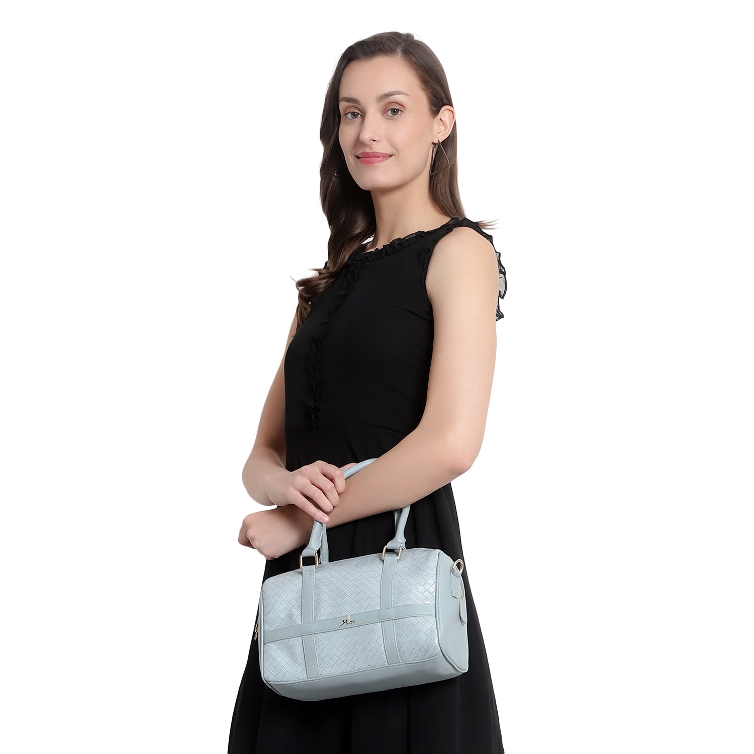 Sky Blue Quilted intrecciato weaved Handbag