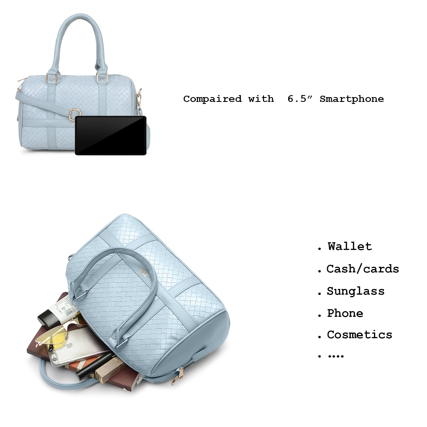 Sky Blue Quilted intrecciato weaved Handbag