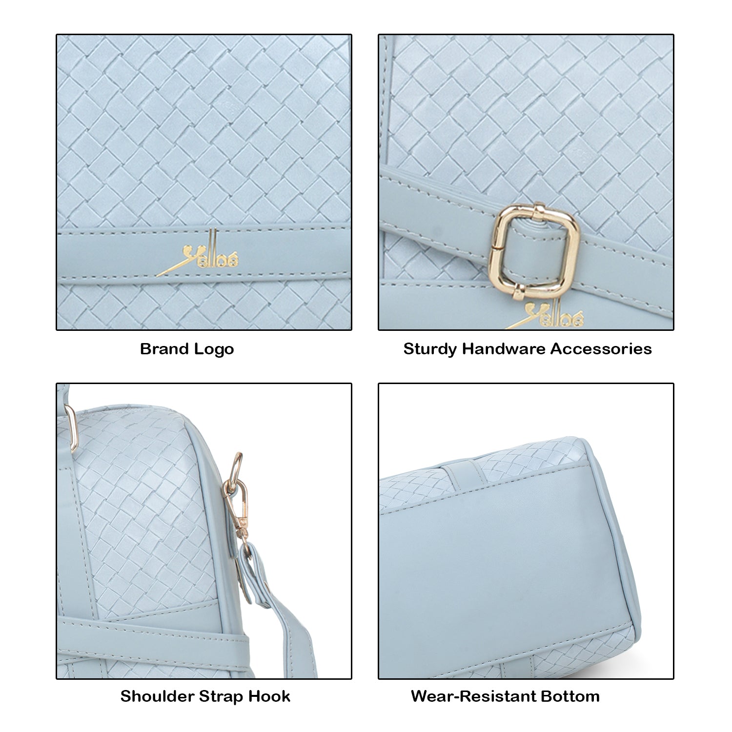 Sky Blue Quilted intrecciato weaved Handbag