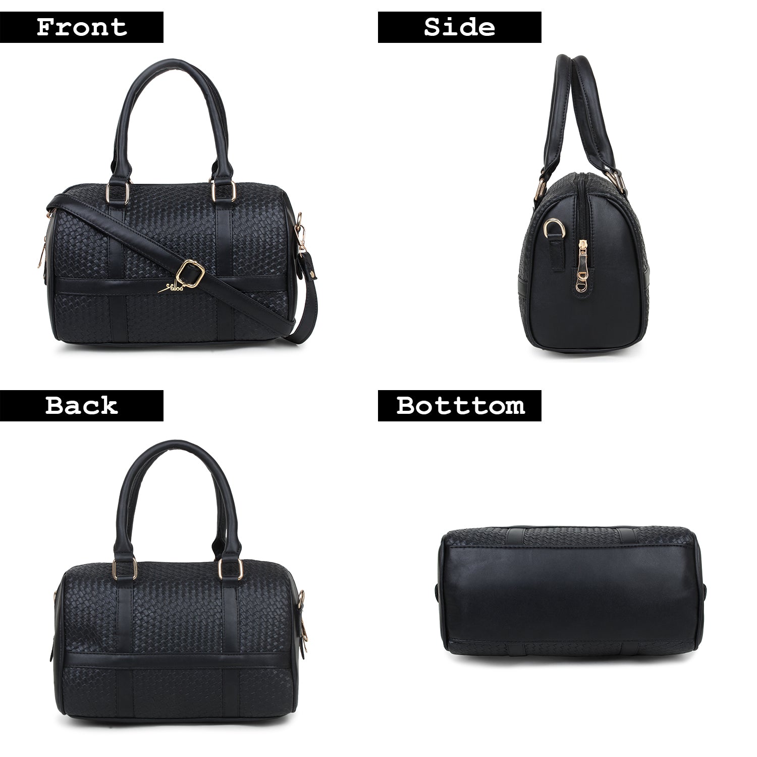 Black Quilted intrecciato weaved Handbag