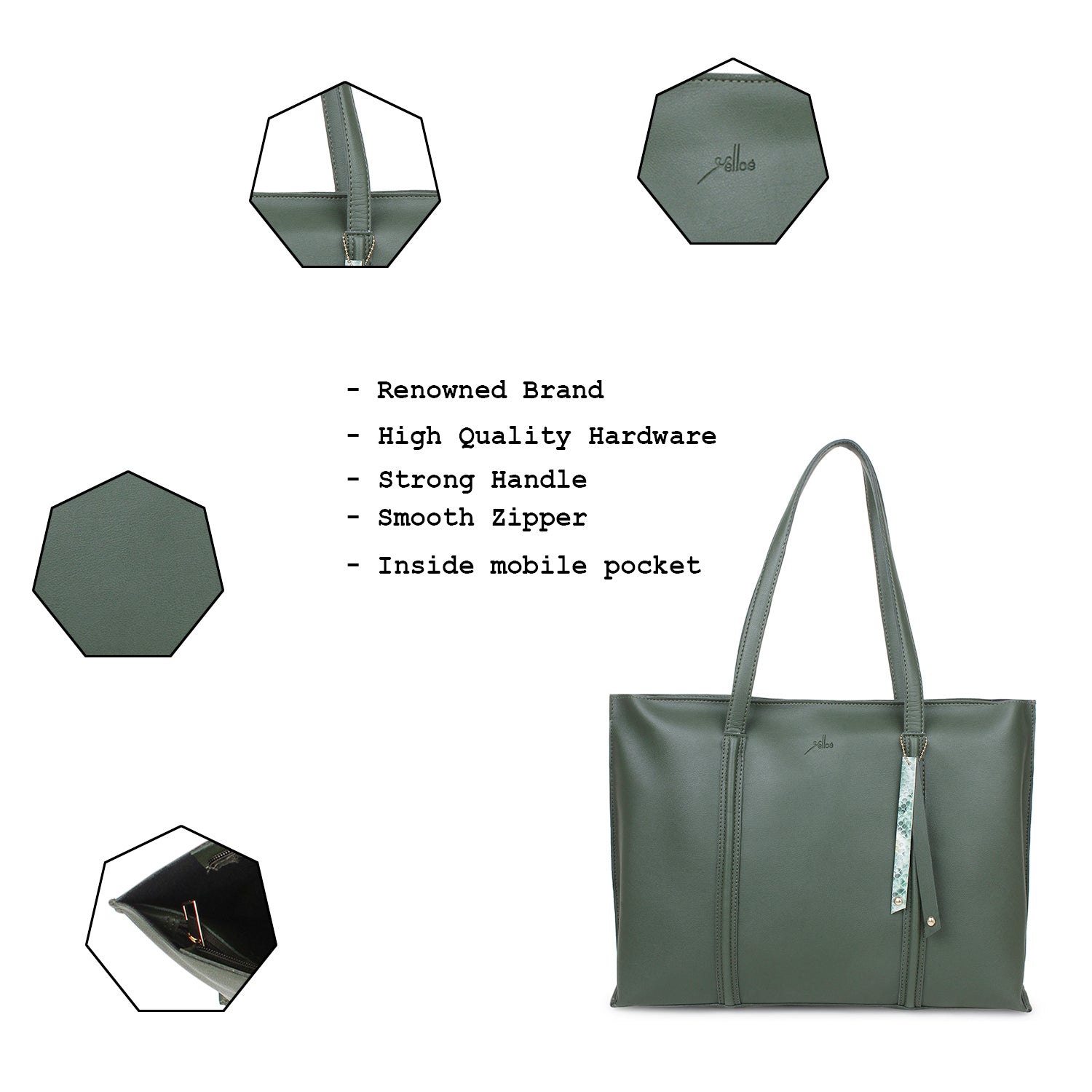 Green Tote & laptop bag for Women