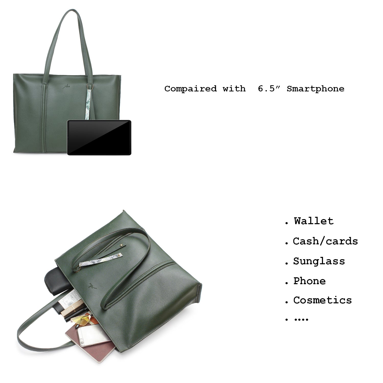 Green Tote & laptop bag for Women