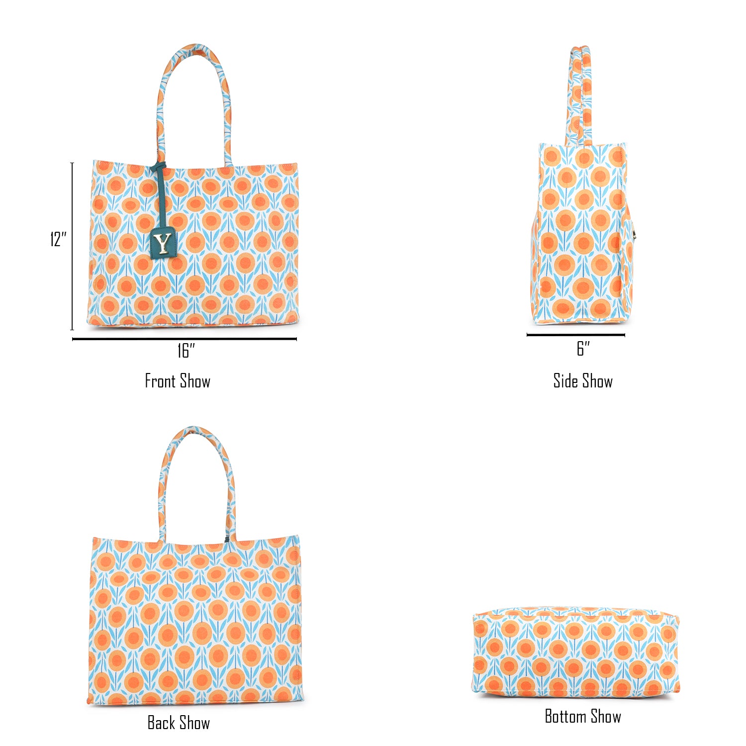 Oversized Orange Printed Tote Bag