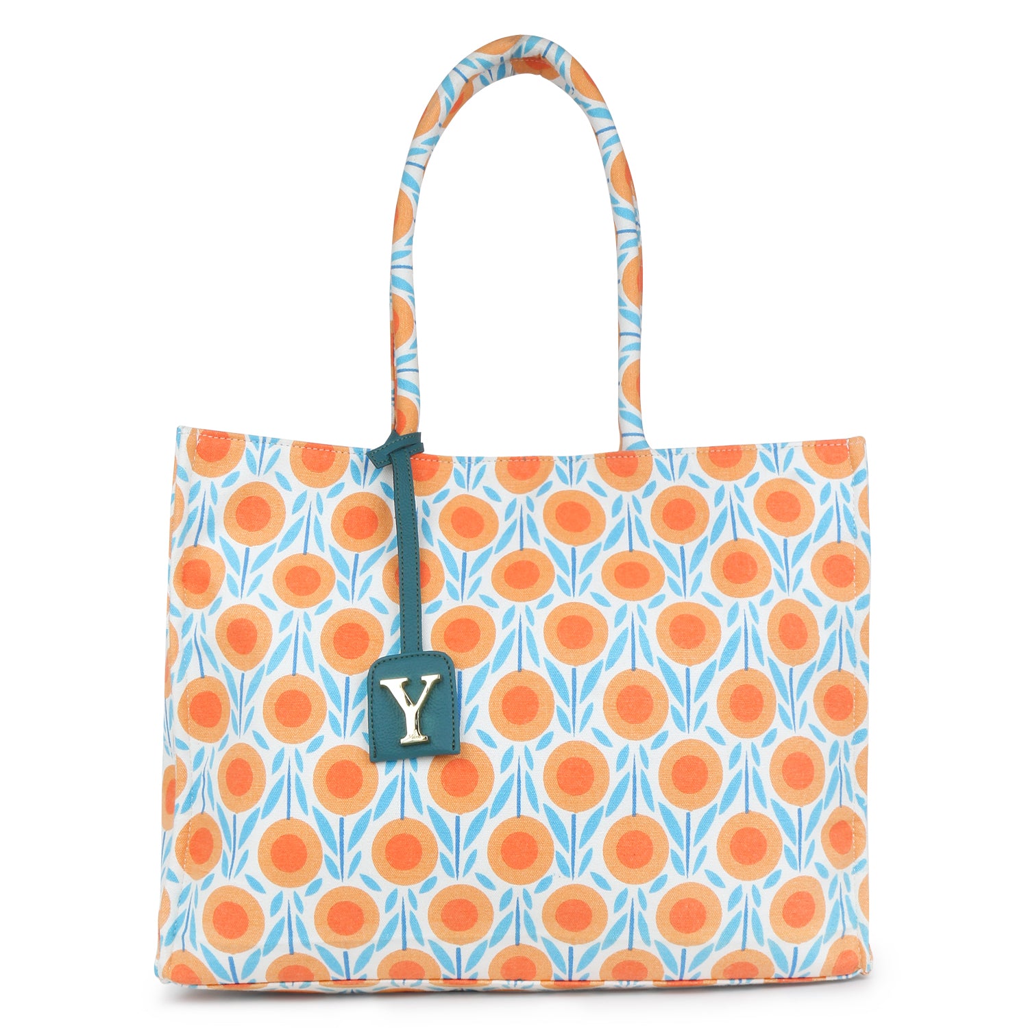 Oversized Orange Printed Tote Bag