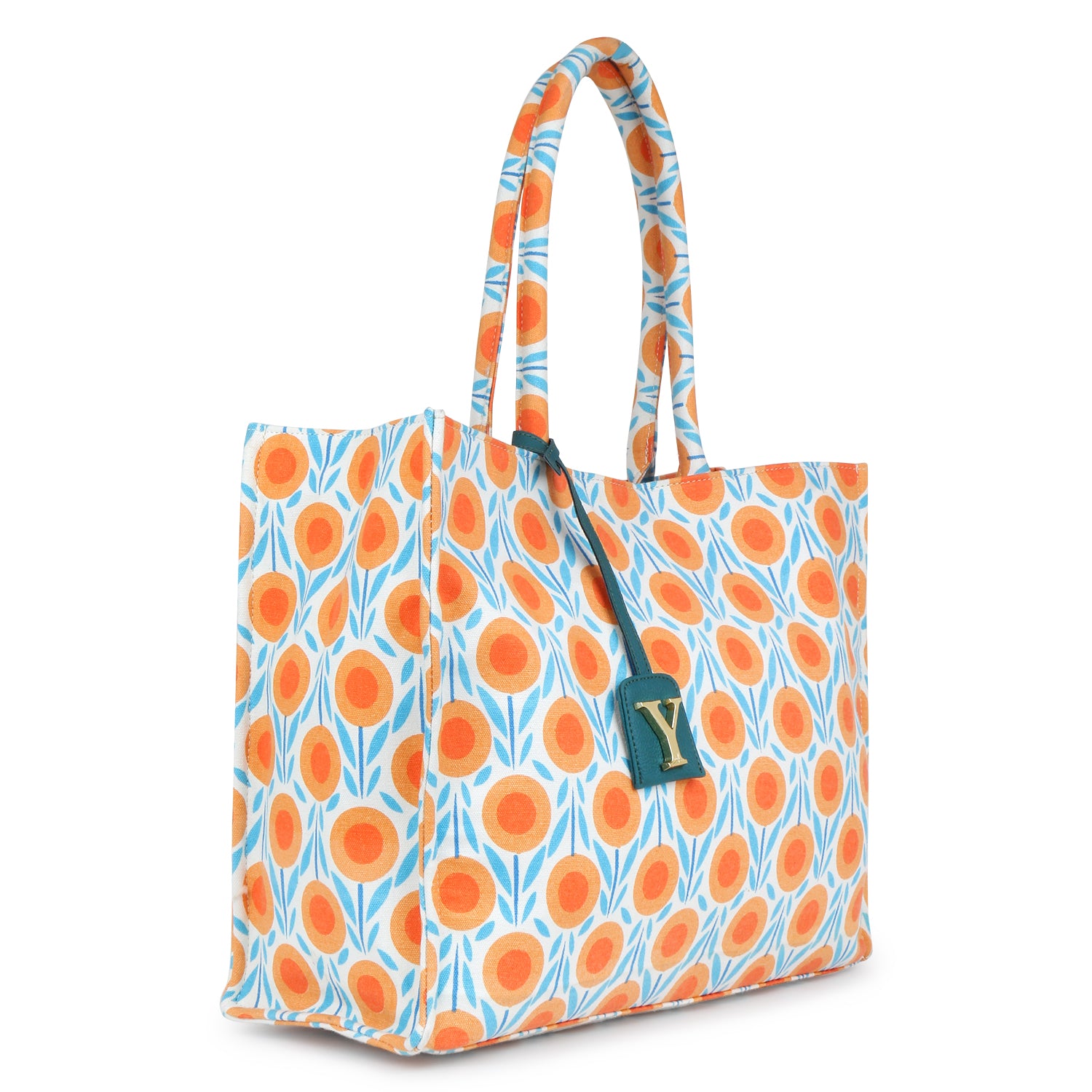 Oversized Orange Printed Tote Bag