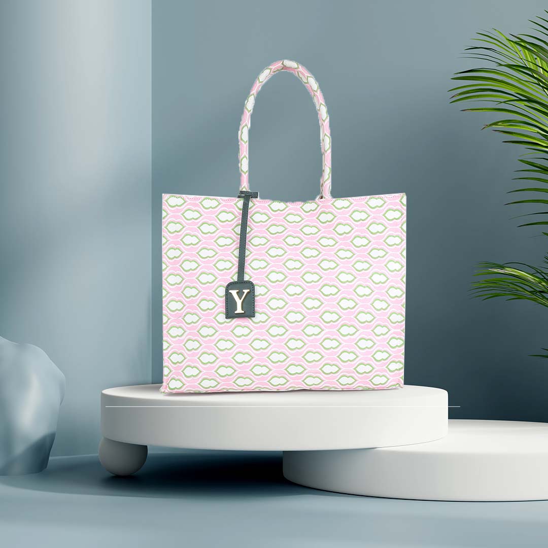 Oversized Pink Printed Tote Bag