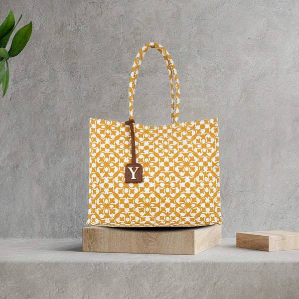Oversized Yellow Printed Tote Bag