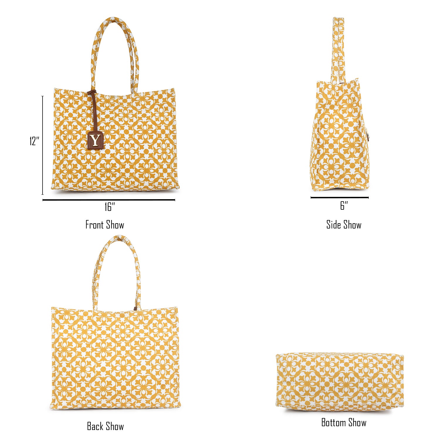 Oversized Yellow Printed Tote Bag