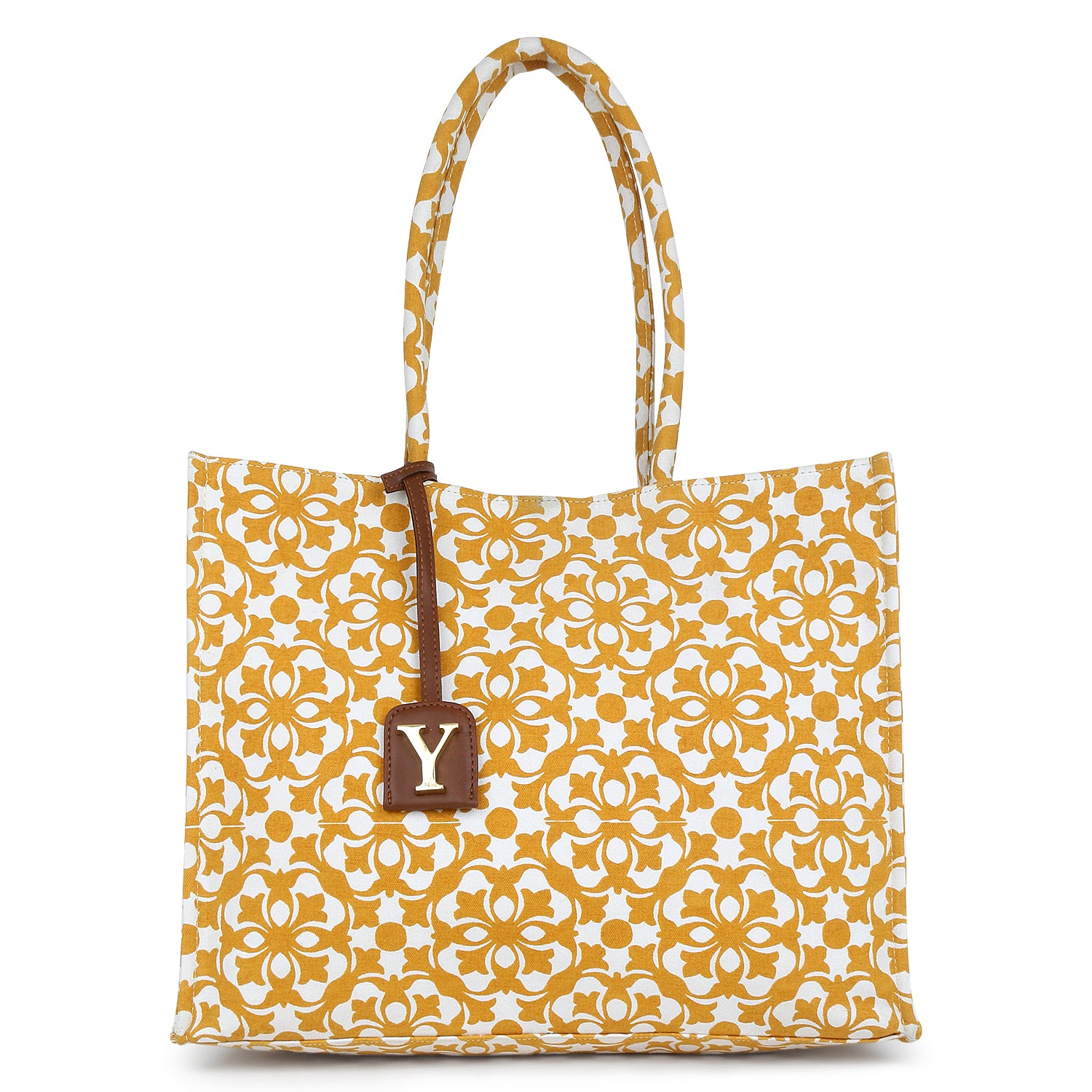 Oversized Yellow Printed Tote Bag