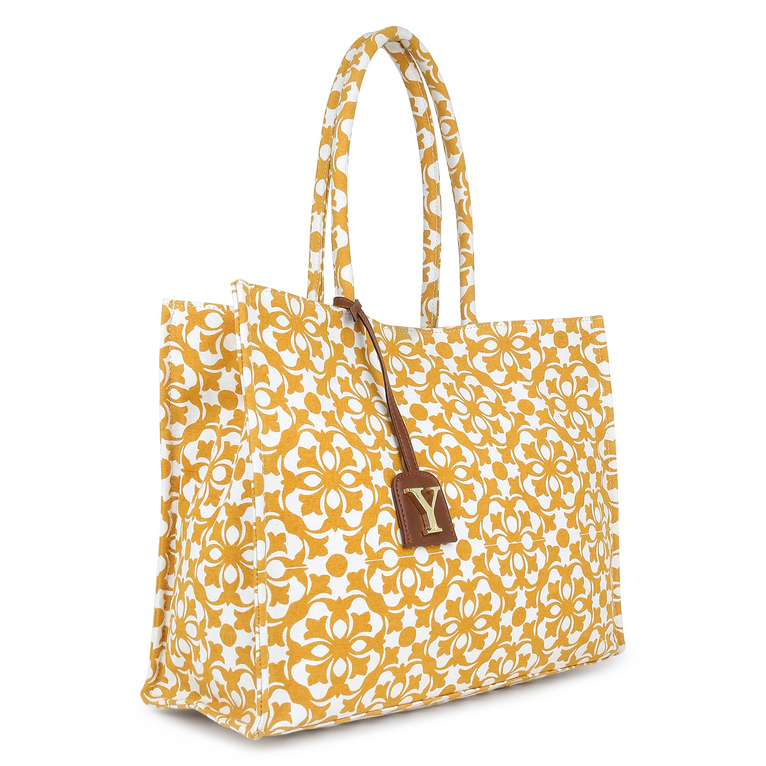 Oversized Yellow Printed Tote Bag