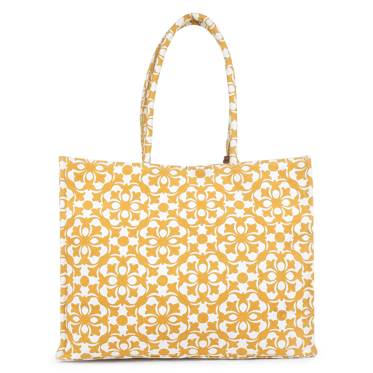 Oversized Yellow Printed Tote Bag