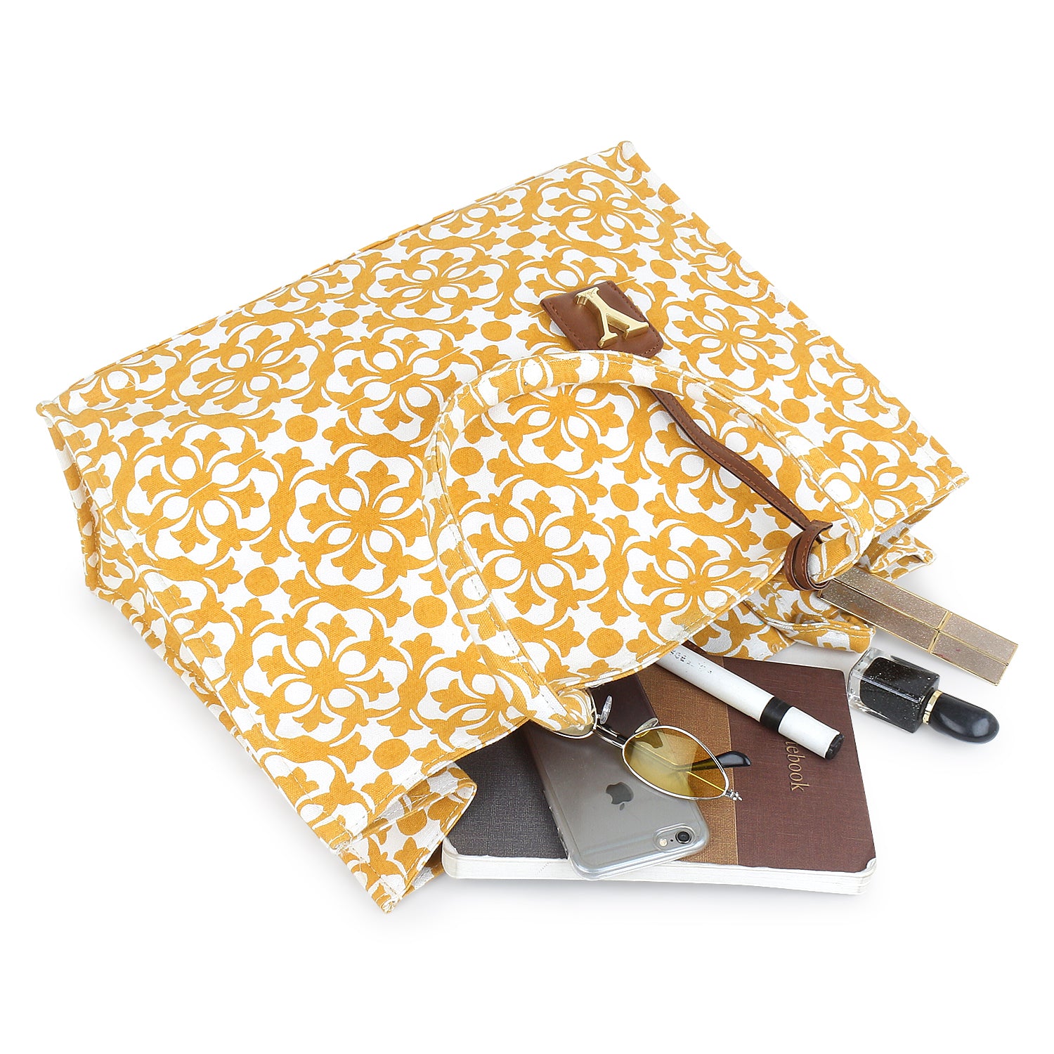 Oversized Yellow Printed Tote Bag