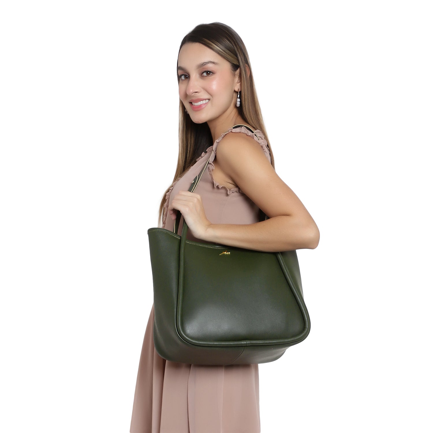 Trendy Green Tote bag with Pouch