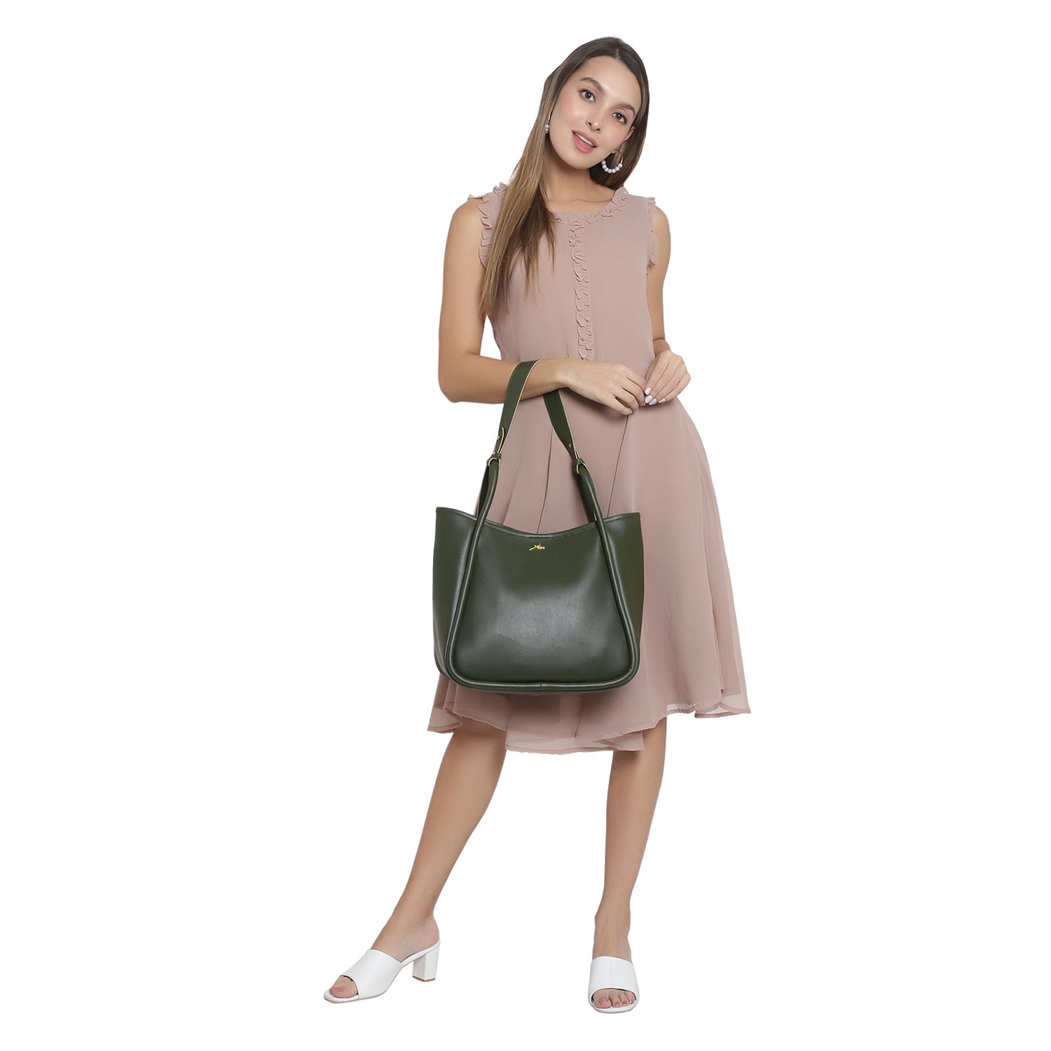 Trendy Green Tote bag with Pouch
