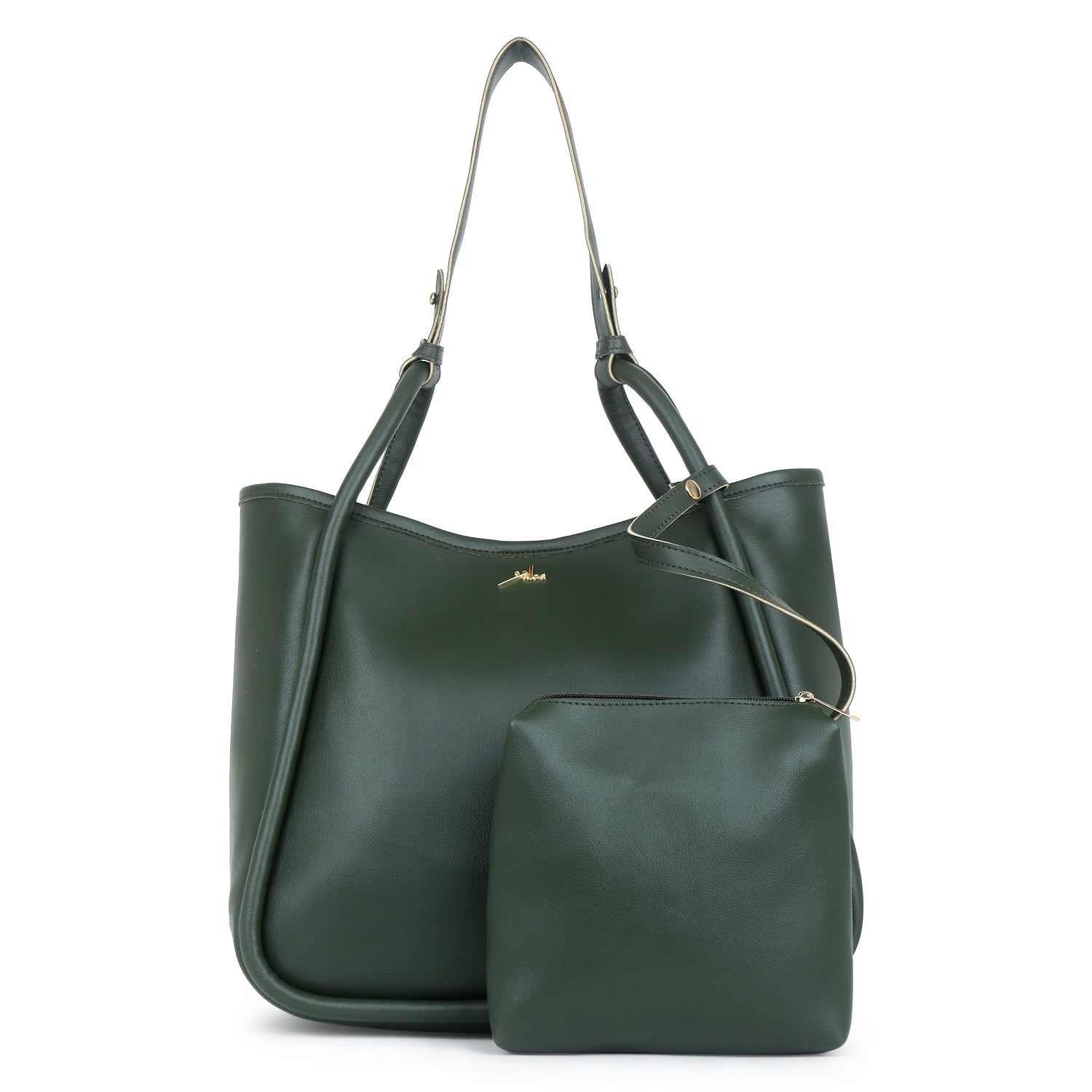 Trendy Green Tote bag with Pouch