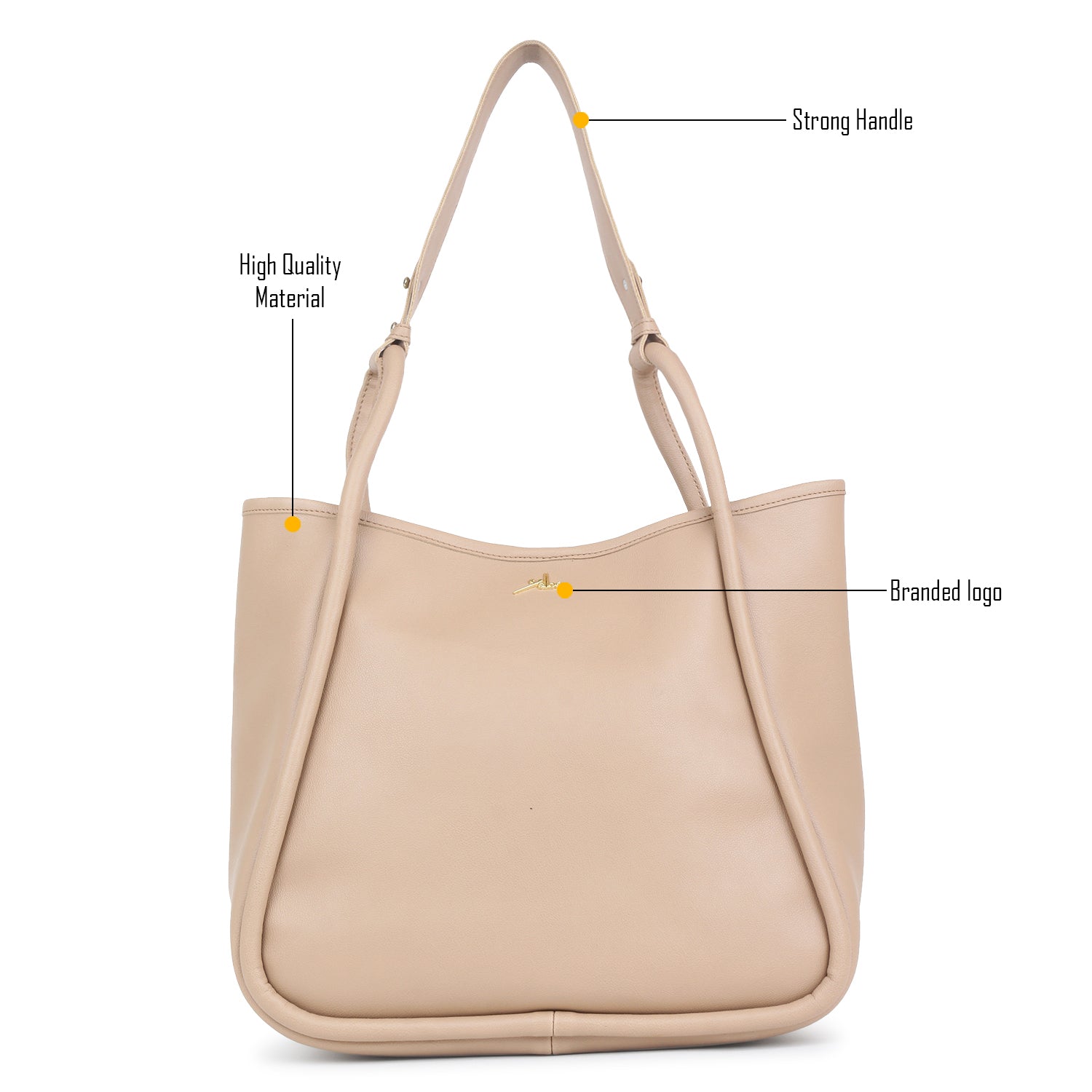 Trendy Beige Tote Bag With Pouch
