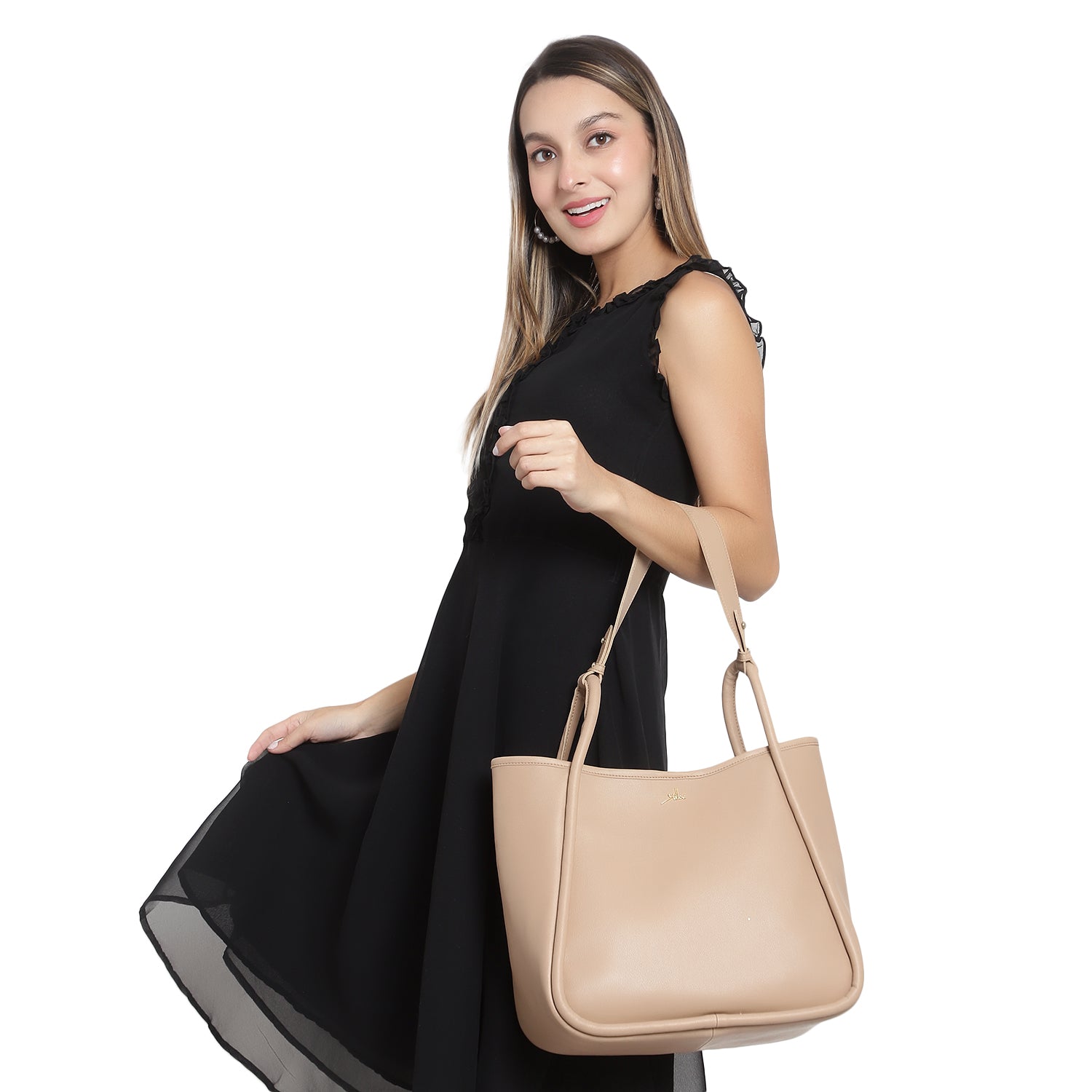 Trendy Beige Tote Bag With Pouch