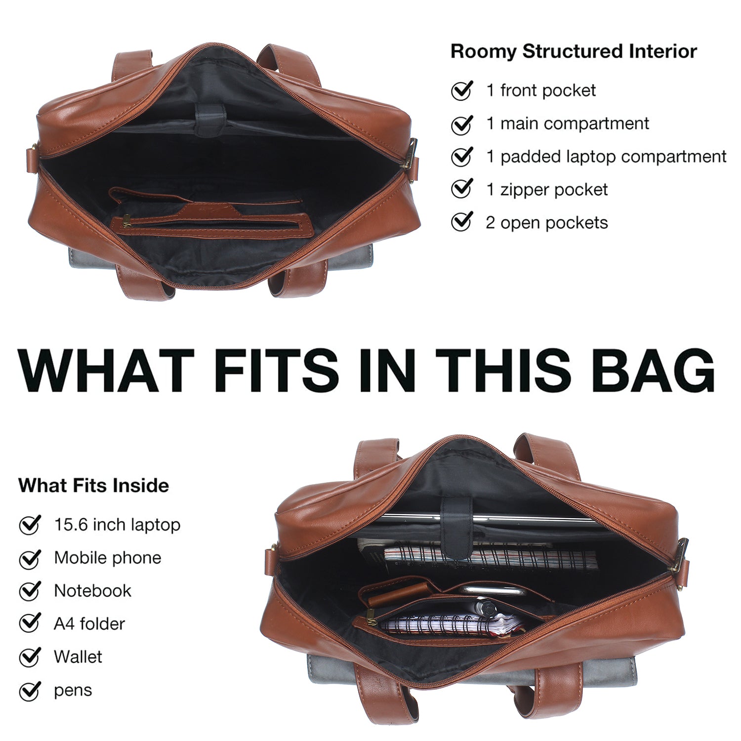 Tan Spacious Laptop Bag for Men